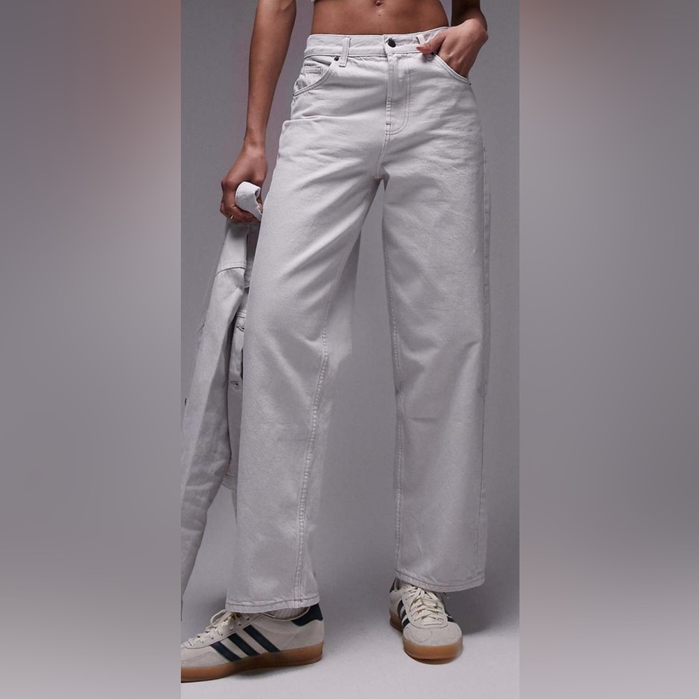 Topshop White Straight Leg jeans Mid rise 28 barrel